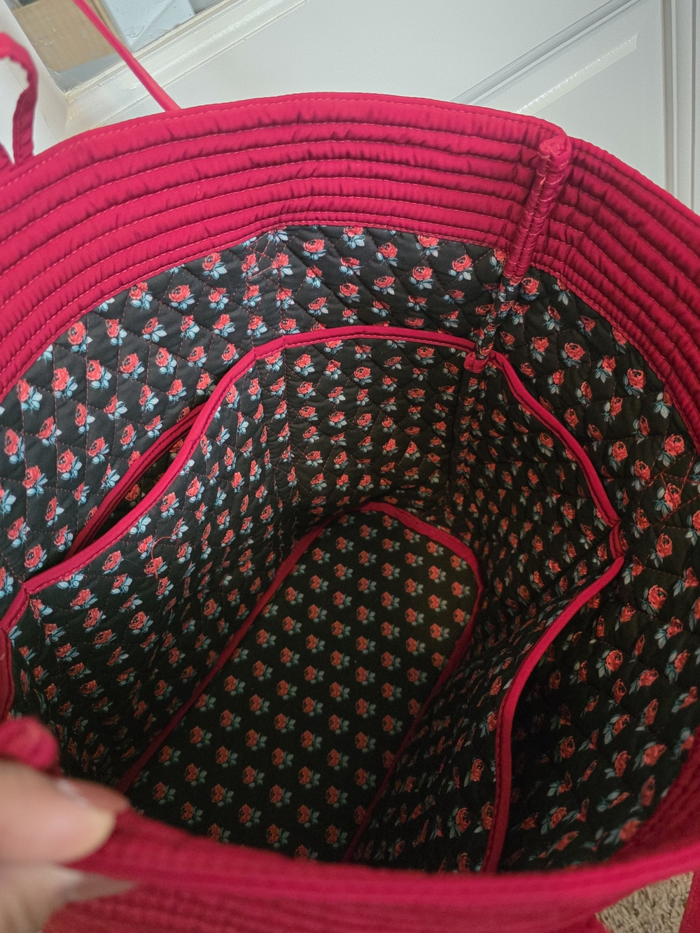 Vera Bradley Quilted Red Tote Bag - Women's Everyday Carry - Picture 8 of 12